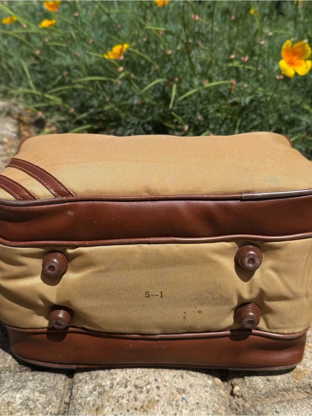 Canvas Travel Messenger Camera Bag, Tan and Brown, zippered, vintage retro